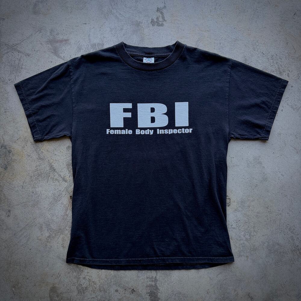 Y2K FBI Female Body Inspector Joke Tee Size M